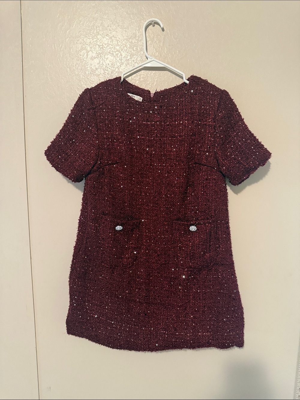 Burgundy Short Sleeve Dress